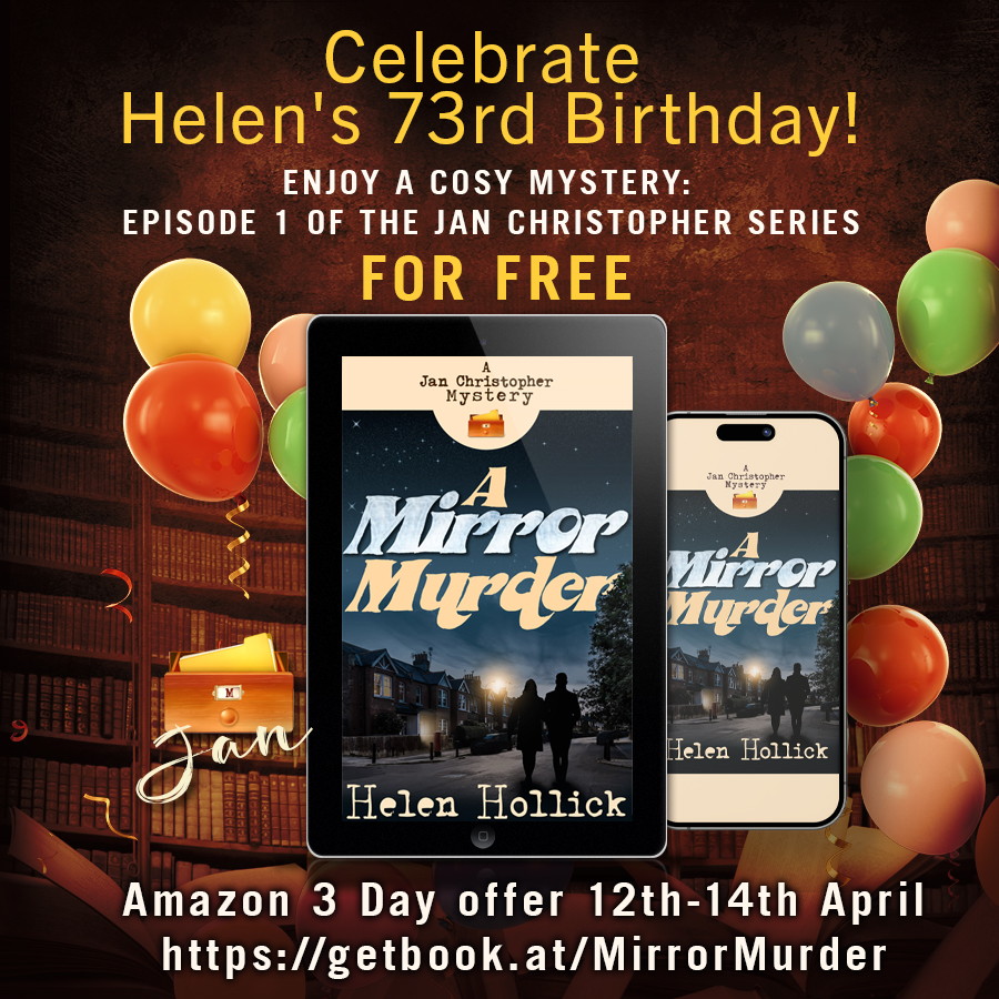 HelenHollick's tweet photo. #LASTCHANCE #FREE for 3 days! A Mirror Murder set  in the 1970s #Libraries #WhoDunIt #EntertainingRead #JanChristopher #Series 
https://t.co/QYSw6KIv9L https://t.co/uVLE74AHmt