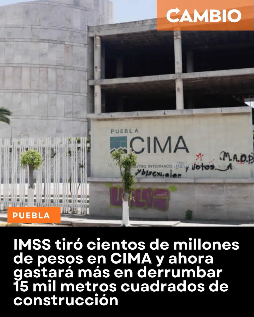 marioriestra's tweet photo. ‼️Lo dijimos hace 4 años‼️

Lo que le hace falta al IMSS son camas de hospital. 

El predio de CIMA lleva 8 años abandonado y ocioso. Costó más de 417 millones de pesos y debería de haberse ya vendido para construir el hospital de Amozoc que, médicamente es la prioridad.

En vez de construir ese hospital, ahora van a gastar en demoler 15 mil m2. Un error tras otro y @zoerobledo sigue sin cumplirle a #Puebla.