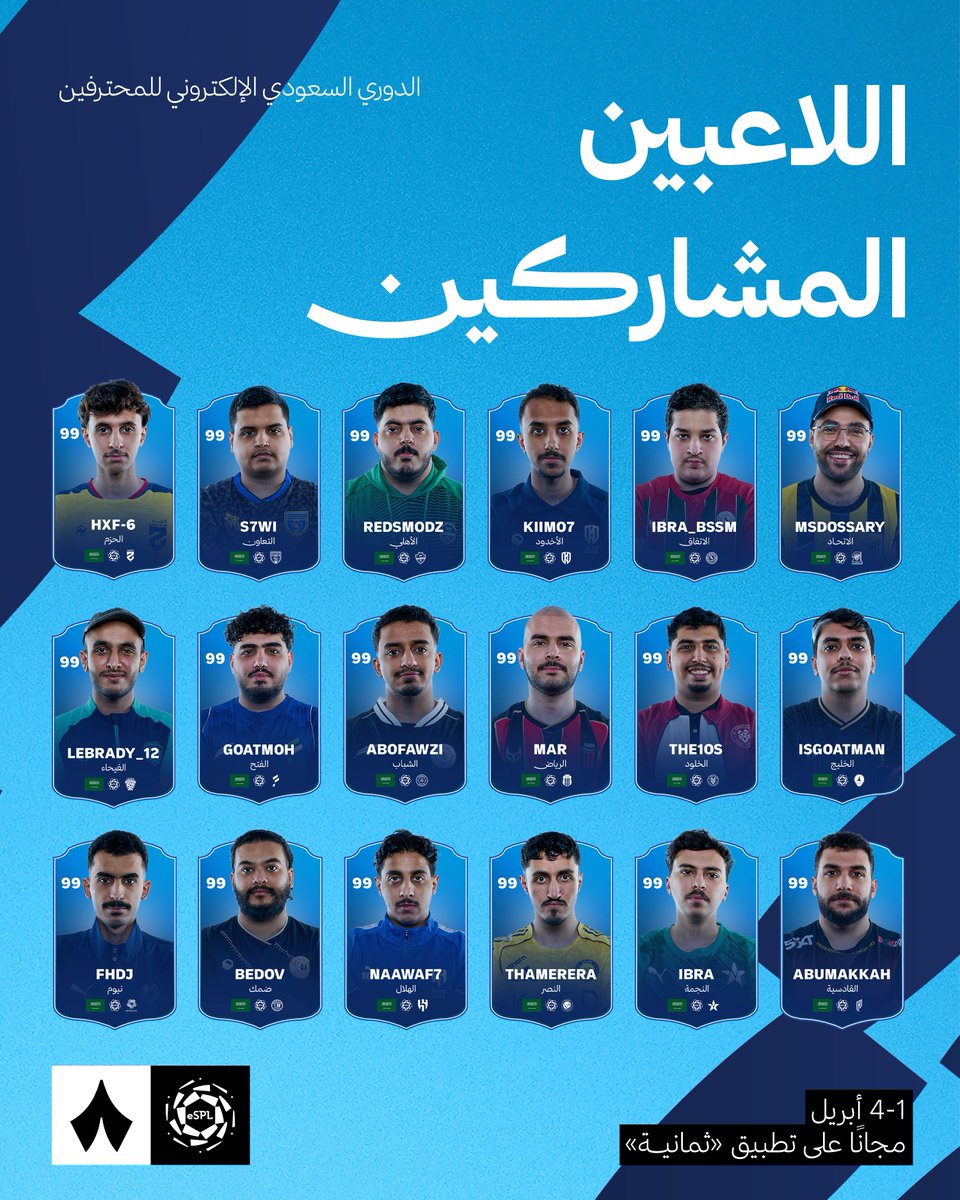 thmanyahsports's tweet photo. أقوى الأسماء من كل فريق في المنافسة على لقب #الدوري_السعودي_الإلكتروني_للمحترفين 🎮🔥

من يملك الأفضلية لحصد اللقب؟ 🤔🏆 https://t.co/gZUbqtskNT