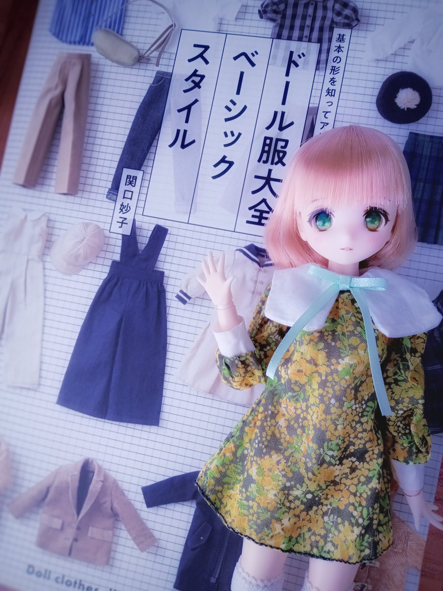 264a2e's tweet photo. #3月を写真４枚で振り返る 
#尾櫃制服計画 
オビツコラボ布のミモザ柄でワンピースを作ったりお金持ちごっこをしたり。 https://t.co/cuXccW87i0