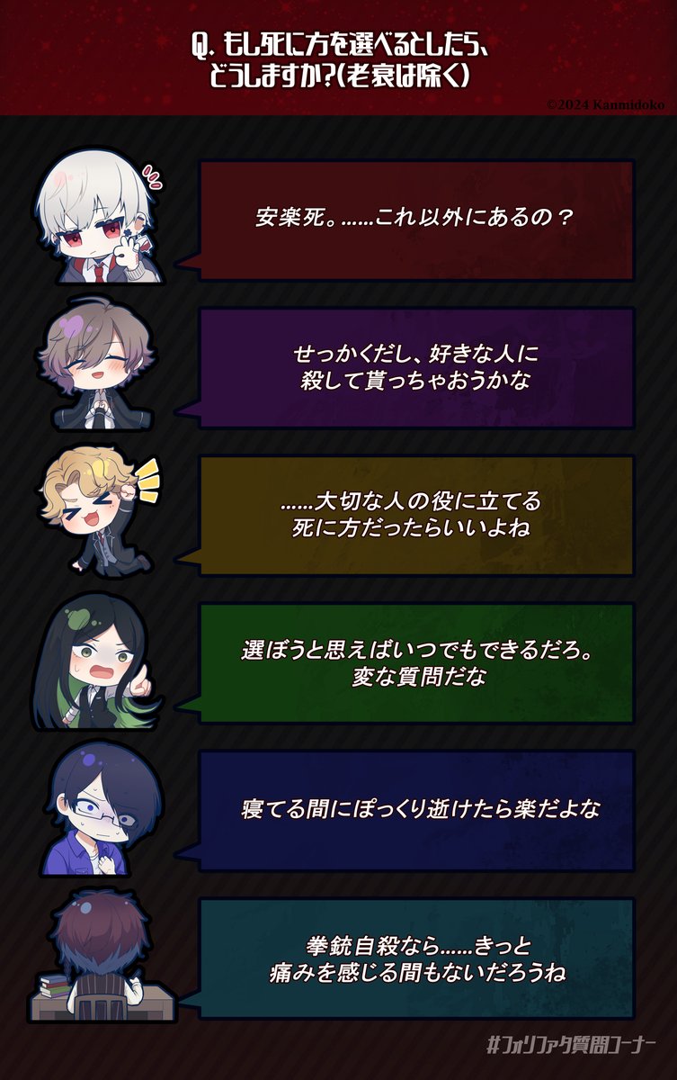 kanmidoko_info's tweet photo. ❤️‍🩹 #フォリファタ質問コーナー ❤️‍🩹
本日は、もし選べるなら……な質問です💀 https://t.co/TiBua8qYOD