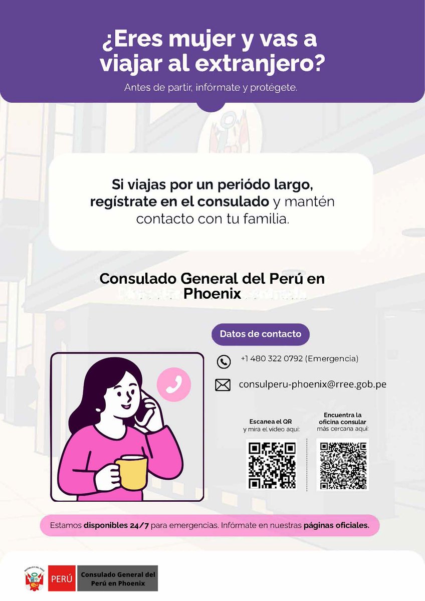 elperuenphoenix's tweet image. #Importante
#MujerMigrante

"📷 | Promovemos el respeto y la protección de las personas en situación de vulnerabilidad. Infórmate y conoce recomendaciones para prevenir situaciones de violencia."