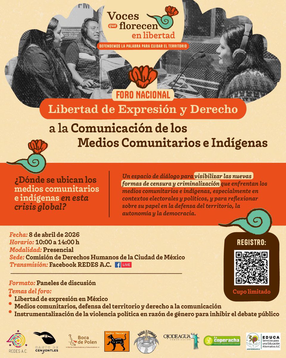 Desinformemonos's tweet photo. #DesAgenda 📕| Foro Nacional: Libertad de expresión y derecho a la comunicación de los medios comunitarios indígenas https://t.co/16ykSDJu52 https://t.co/y9VFRlsN2l