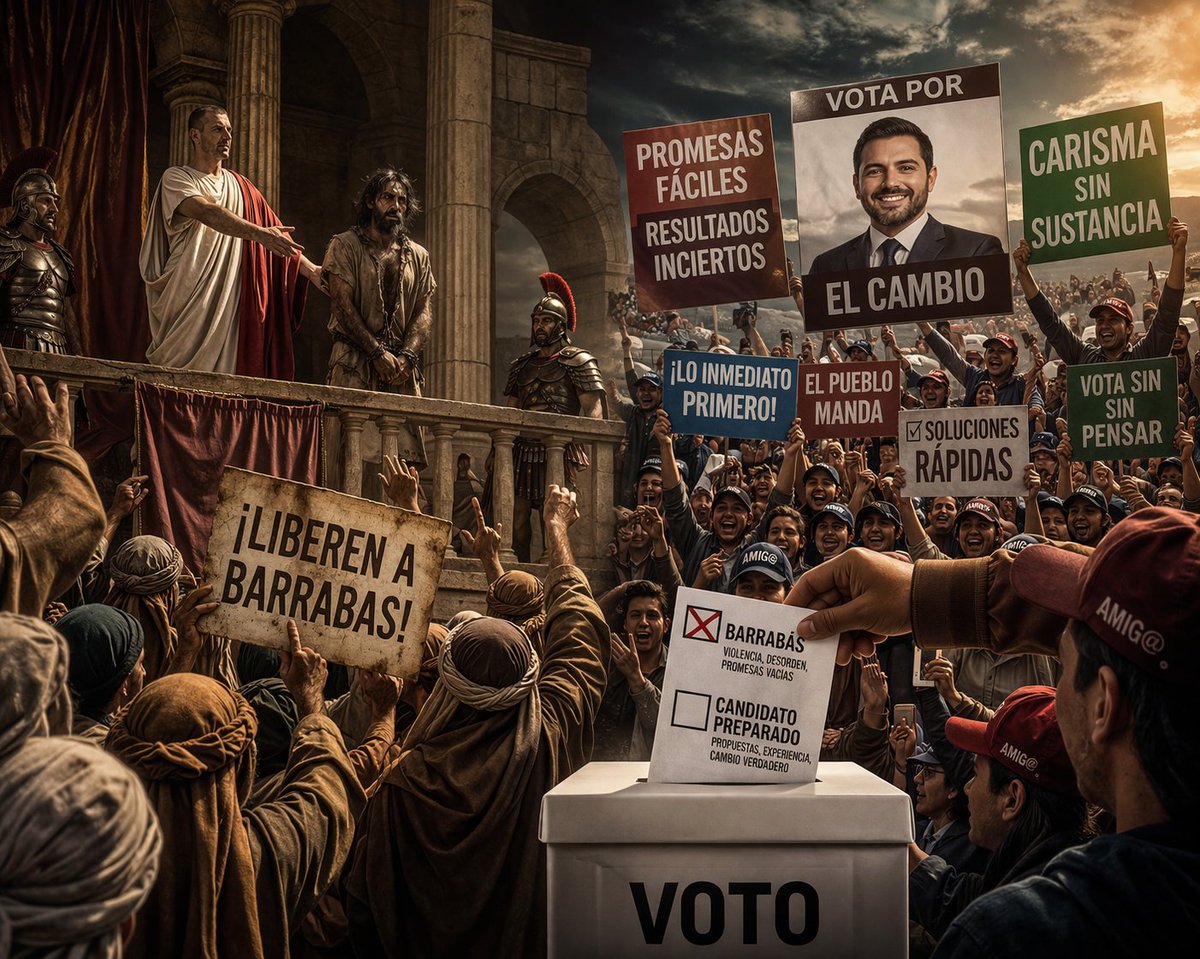 ElInformadorMxo's tweet photo. OPNINIÓN I @MrMORAMx  ESCRIBE.
Entre Barrabás y la boleta
Hay historias que no envejecen. Solo cambian de escenario.
La Semana Santa no es únicamente un momento de recogimiento espiritual; también es un espejo incómodo...

https://t.co/mwTzADMYaH https://t.co/OvFs5ePVNf