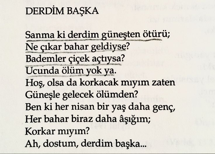 sedkaral's tweet photo. Nisan geldi dostlar. 

"ben ki her nisan bir yaş daha genç
her bahar biraz daha âşığım"

— Orhan Veli https://t.co/hLTGPuPM31