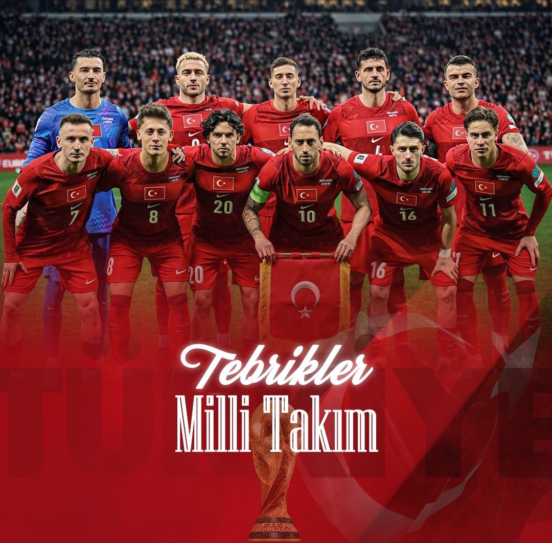 🇹🇷 2026 FIFA Dünya Kupası’ndayız! ❤️🤍

Helal olsun #BizimÇocuklar! 👏
Gösterdiğiniz mücadeleyle hepimizi gururlandırdınız! 🇹🇷🔥