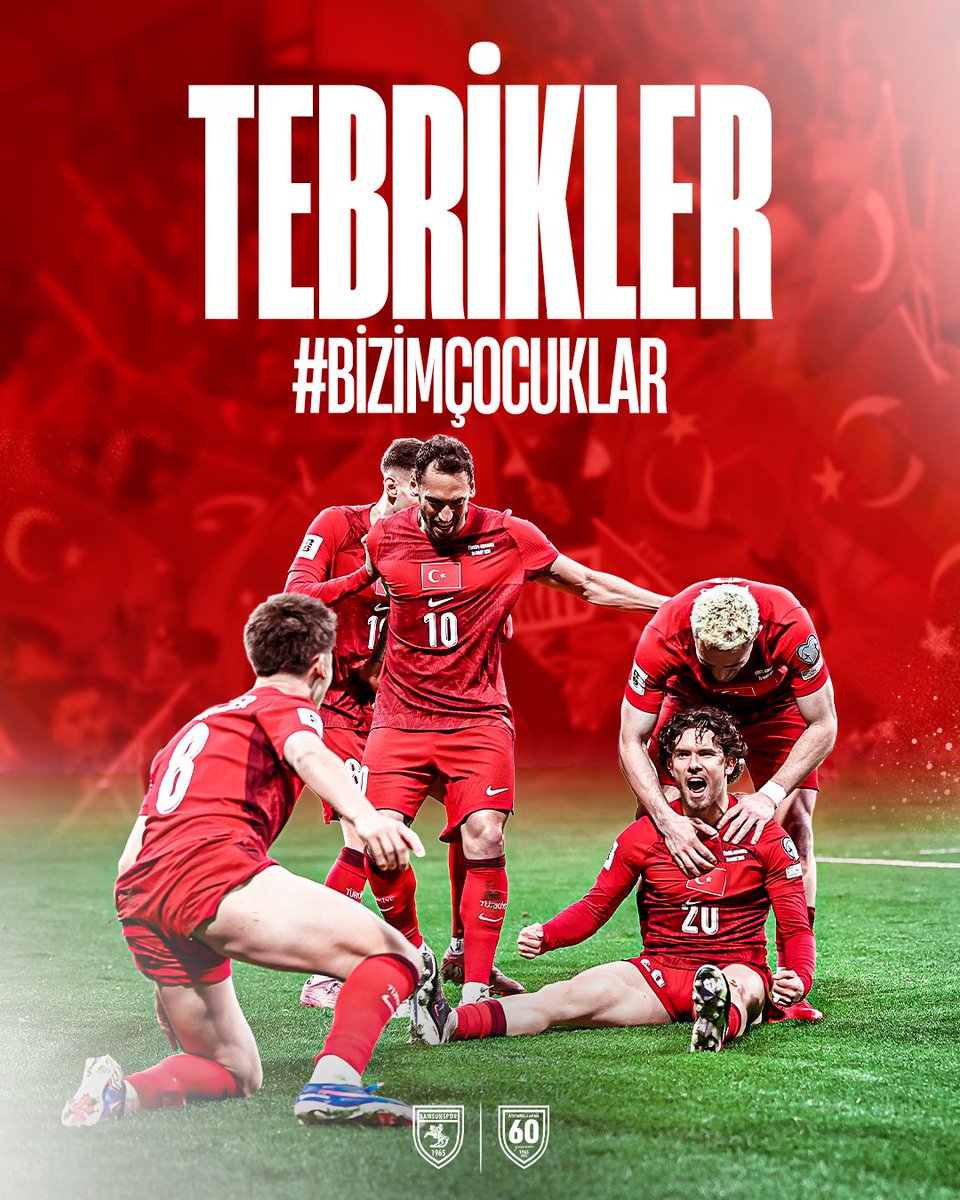 Samsunspor's tweet photo. DÜNYA KUPASI BEKLE BİZİİİ! 🏆

TÜRKİYE GELİYOOOR!!! 💪🇹🇷

FIFA 2026 Dünya Kupası'na katılma hakkını kazanan A Milli Takımımızı yürekten kutluyoruz! ❤️

#BizimÇocuklar #KOSTUR https://t.co/v3uCRVgeiV