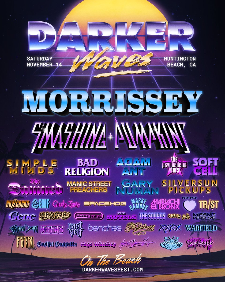 TheFestiveOwl's tweet image. Darker Waves reveals 2026 lineup: Morrissey, Smashing Pumpkins, Bad Religion + more.

Enter now for your chance to win [2] GA tickets. 🤘👉 bit.ly/3NzeIjy