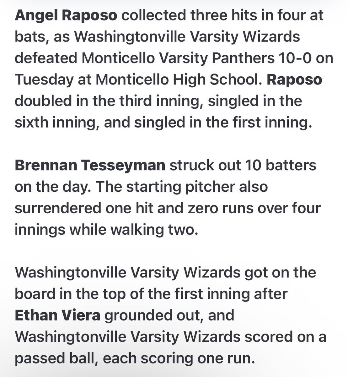 WizardBballBC's tweet photo. Wizards start the season 1-0 behind a 10 strikeout performance by Brennan Tesseyman. https://t.co/zKk3pteboy