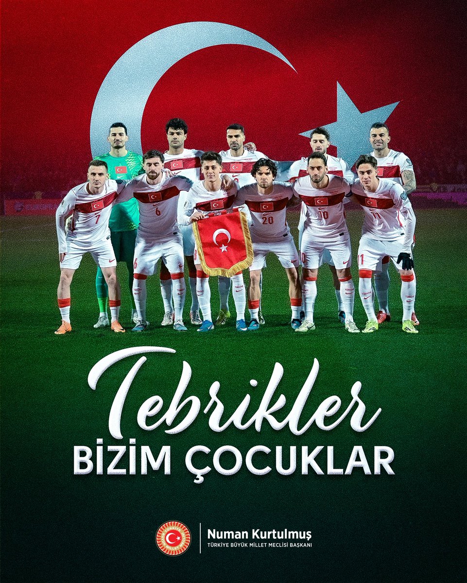 2026 FIFA Dünya Kupası Avrupa Elemeleri play-off finalinde Kosova’yı mağlup ederek Dünya Kupası’na katılma hakkı kazanan A Millî Futbol Takımımızı yürekten kutluyorum.

Sahada gösterdiğiniz azim, mücadele ve inanç milletimize büyük bir gurur ve sevinç yaşattı.

Yolunuz açık,