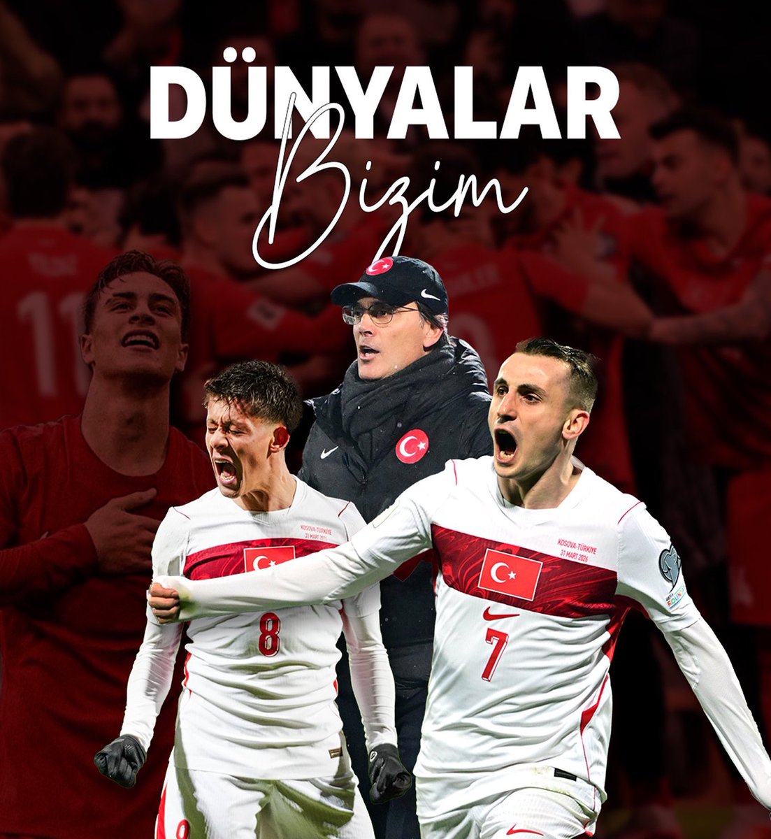 mftemur's tweet photo. Dünyanın en güzel bayrağı 
𝐎𝐋𝐌𝐀𝐃𝐀𝐍 𝐎𝐋𝐌𝐀𝐙𝐃𝐈   🇹🇷

24 yıl aradan sonra yeniden 
Dünya Kupası'ndayız. 

Bizden biri Montella'ya ve #BizimÇocuk'lara yürekten teşekkürler. Harikasınız çocuklar ♥️♥️😍😍😍

#MilliTakım #KOSvTUR https://t.co/c2MEZiFU0s