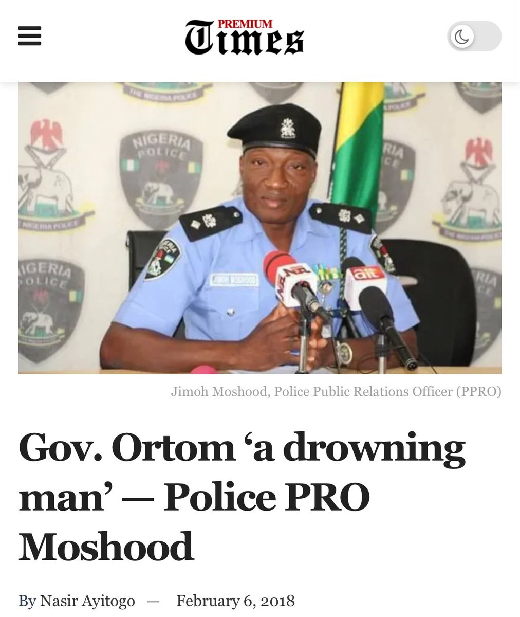 Here is a better CP…. 

I knew the former CP, Mr Moshood, will never take the bold step. 

Mr Moshood, while as FPRO called a sitting governor, Samuel Ortom, a drowning man on Live TV.