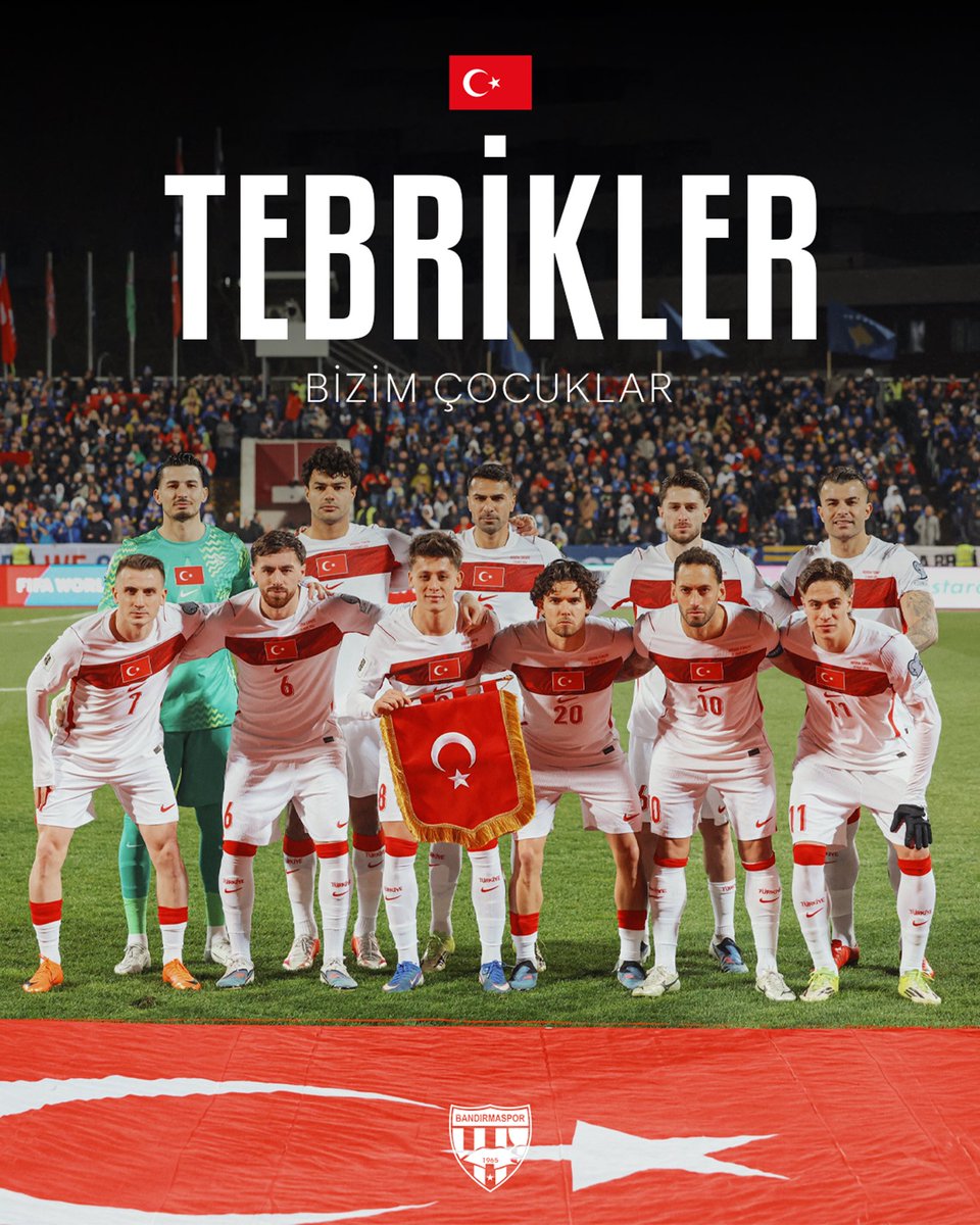 Bandirmaspor's tweet photo. Dünya Kupası'ndayız! 🇹🇷

Gurur duyuyoruz, #BizimÇocuklar https://t.co/CKvVKltNHS