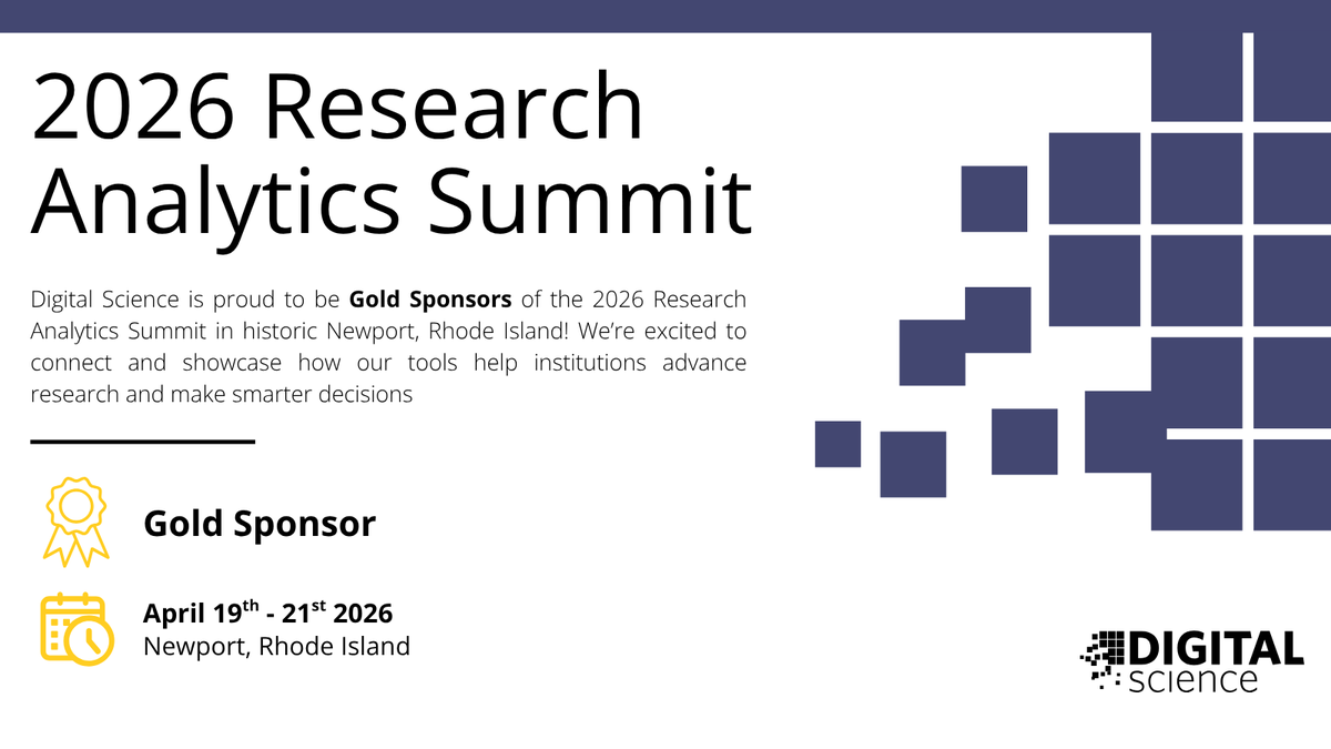 digitalsci's tweet photo. Catch us in April at the Research Analytics Summit 2026! 🌟

📅 Date: April 13th and 14th
📍 Location: Newport, Rhode Island

🔗 Learn more and register here: https://t.co/2DNPMRJFGz

#ResearchAnalytics #Innovation #DigitalScience #RAS2026 https://t.co/CJClt5aZDR