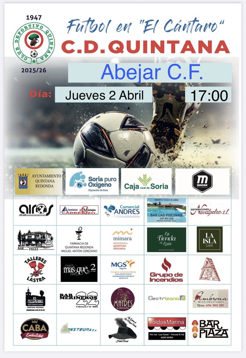 ¡A por la Copa! Este jueves nos jugamos los 1/4 con el Abejar en El Cántaro...y de paso...¡a por el jamón! Apóyanos y llévatelo a casa. Ya tienes tiras disponibles en los bares Frías y Las Piscinas ¡Te esperamos! #AupaQuintana 💚⚽
