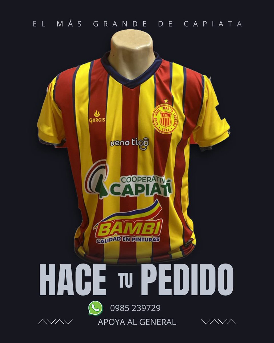 𝐋𝐀 𝐍𝐔𝐄𝐕𝐀 𝐏𝐈𝐄𝐋 𝐃𝐄𝐋 𝐆𝐄𝐍𝐄𝐑𝐀𝐋 𝐌𝐀𝐑𝐓𝐈́𝐍 𝐋𝐄𝐃𝐄𝐒𝐌𝐀 🔥

Nuestra nueva piel ya está lista👕 para seguir haciendo historia con #elmásgrandedecapiatá🔴🟡 

Apoyá al GENERAL y adquirí la tuya🫡

<a href="/ParaguayGarcis/">Garcis Paraguay</a> 🔥

#elmásgrandedecapiatá🔴🟡 #rumboalascenso🏆