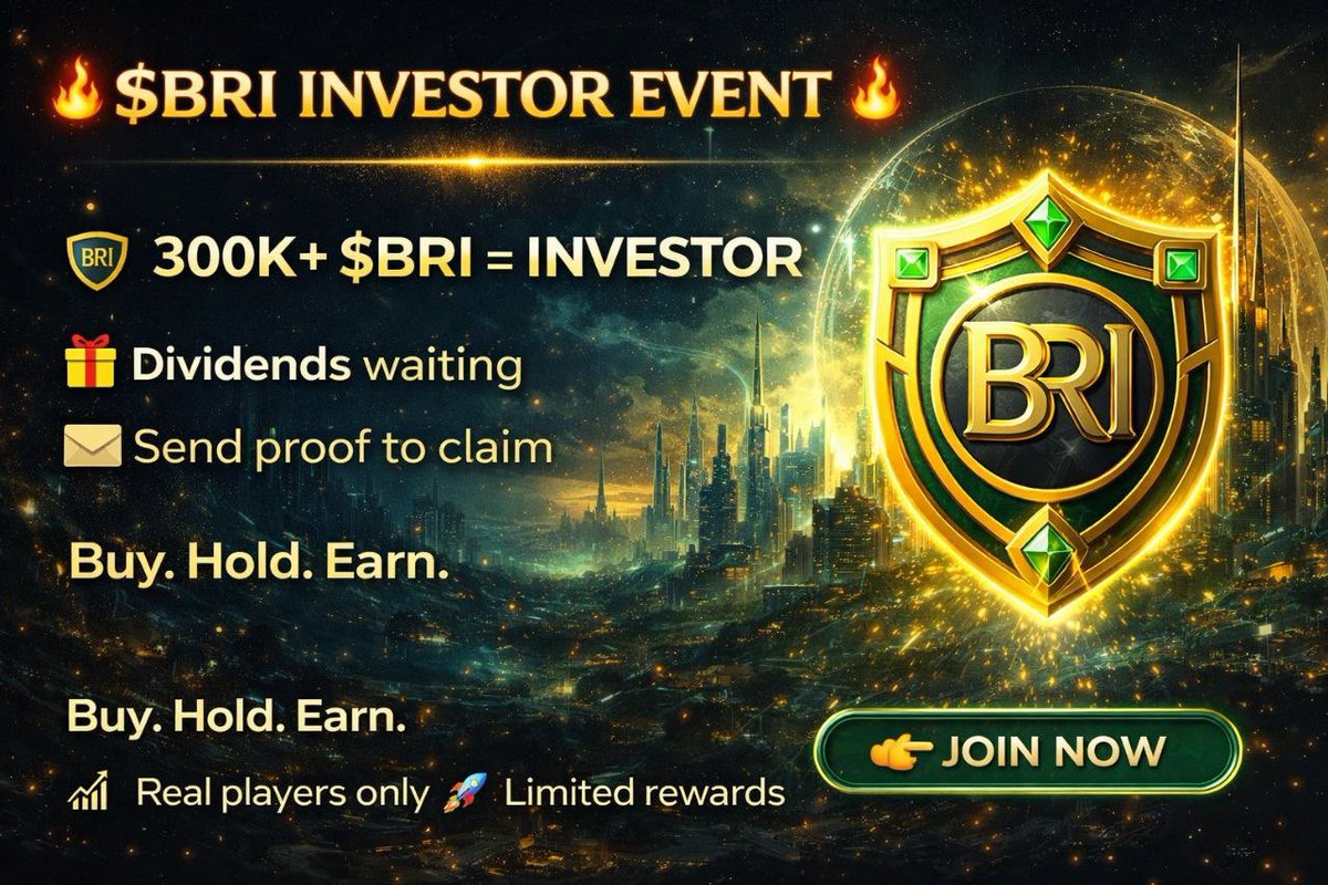 We take business seriously.
Our community will NEVER be left behind. 🛡️

If you’re holding 300K+ $BRi
👉 Send proof
👉 Drop your wallet below

🎯 First 20 verified holders
will receive dividends 💰

This is how we reward loyalty.
This is how we build real income. 📈

Early