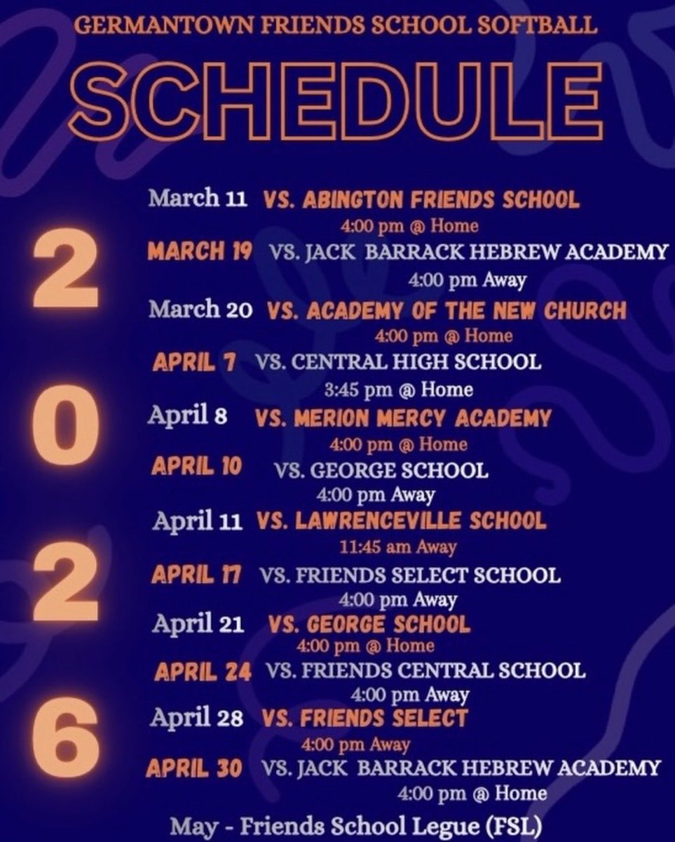 CassidyF2029's tweet photo. School Ball Schedule for the 2026 season. https://t.co/r24d4YSSLI