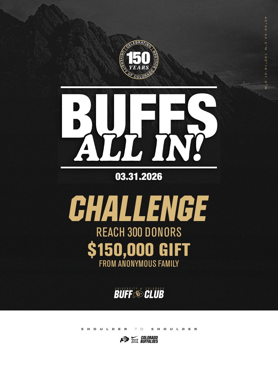CUBuffClub's tweet photo. We are just 22 donors away from unlocking $50,000 for CU Athletics and 73 donors away from $150,000. 

Help us get there. Every gift, every donor counts! ⬇️ 

🔗: https://t.co/lufIiVfSGe https://t.co/gJGNlfXwjM