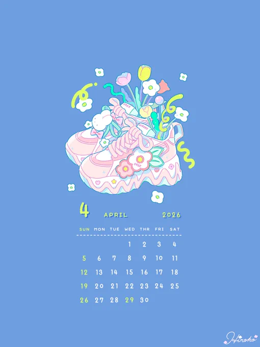 4月のカレンダー(タブレット用)