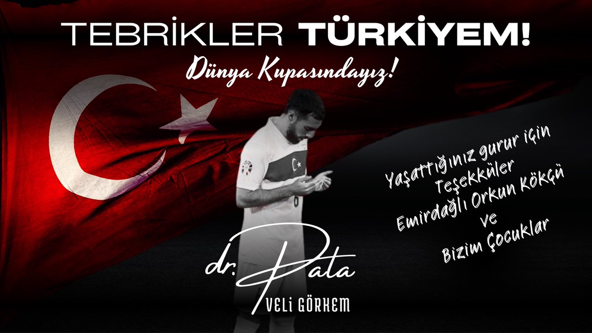 VGPALA's tweet photo. 2026 Dünya Kupası play-off finalinde Kosova’yı mağlup ederek Dünya Kupası finallerine katılmaya hak kazanan A Millî Futbol Takımımızı, Bizim Çocuklar’ı gönülden tebrik ediyorum. 🇹🇷
#millitakım #Türkiye #BizimÇocuklar #orkunkökçü https://t.co/0u6JlEYRuA