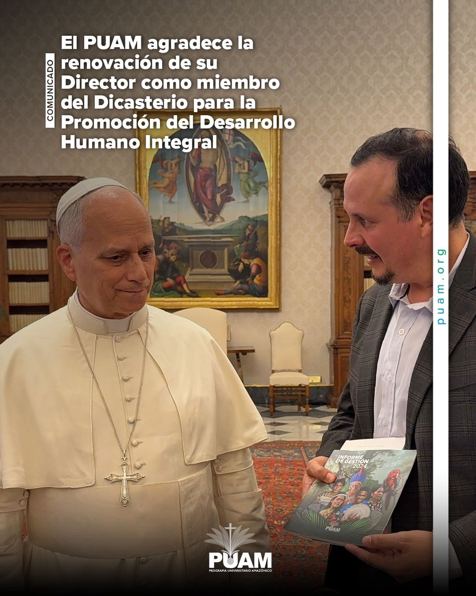 puamazonico's tweet photo. 🍃 Recibimos con profunda gratitud y alegría la noticia de la renovación como miembro del Dicasterio Vaticano para la Promoción del Desarrollo Humano Integral del Director del PUAM, Mauricio López. 📢Lee más en https://t.co/WP43YNg0qh. https://t.co/o6IvP3DTKx