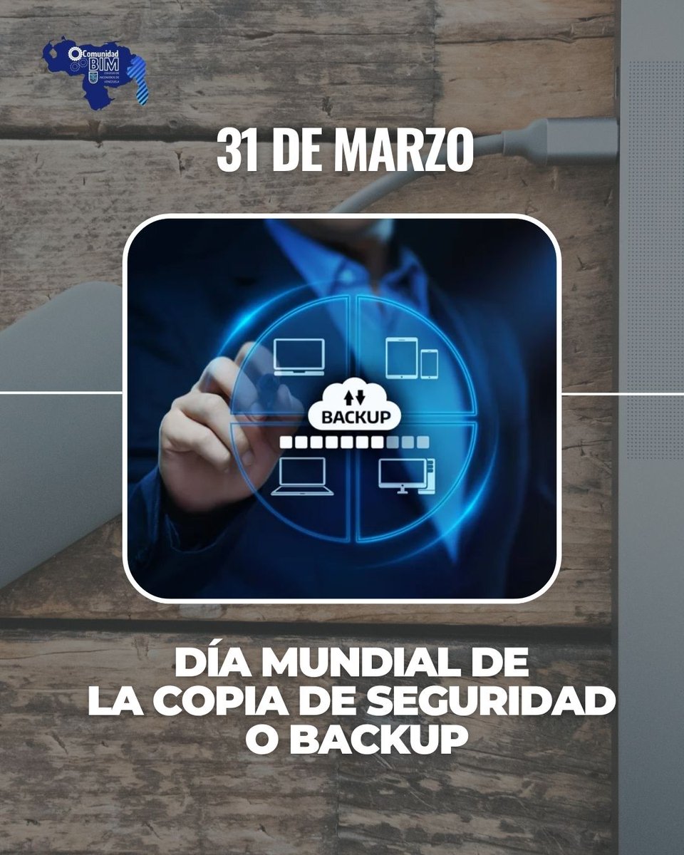 Hoy es el Día Mundial del Backup. En el sector AECO, la información es nuestro activo más valioso: planos, modelos BIM, presupuestos  y bases de datos. No esperes a que el disco duro falle  para valorar tus copias de seguridad  #Ingeniería #SeguridadDigital #BIM #RespaldoDeDatos