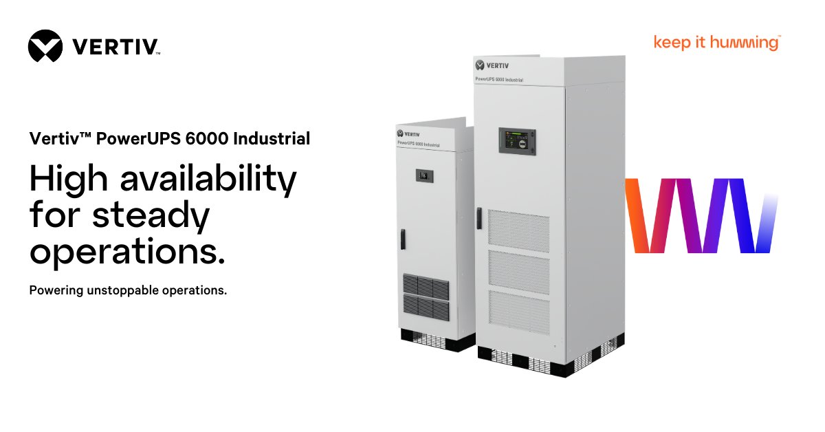 VertivEMEA's tweet image. To meet evolving industrial demands, the Vertiv™ PowerUPS 6000 Industrial product line delivers flexibility with scalable runtimes and redundancy options designed to support continuous operations. Support steady uptime with Vertiv: ms.spr.ly/6013QYE0z

#IndustrialPower