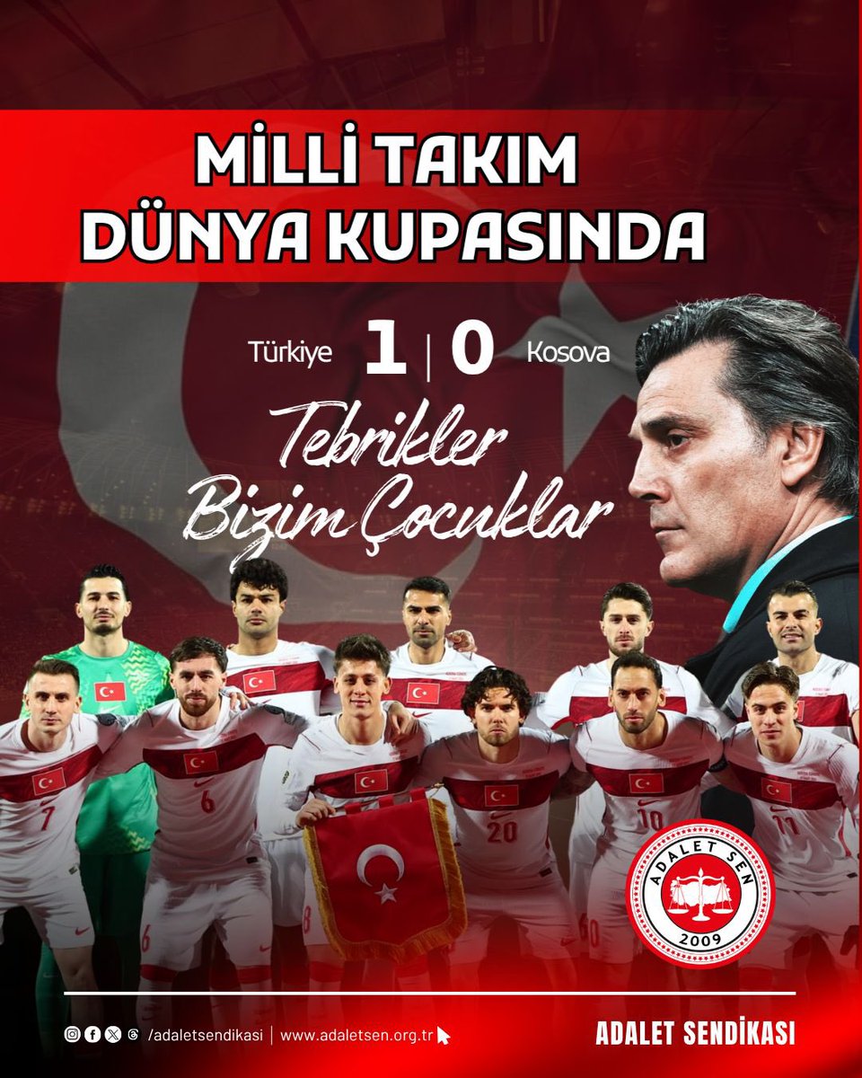 Yolun sonu Dünya Kupası dedik…
Ve o yol, bugün tamamlandı.

Türk Millî Futbol Takımı, Kosova Millî Futbol Takımı karşısında sadece bir galibiyet almadı;
sözünü tuttu, hedefini gerçekleştirdi.

Bu hikâye;
bekleyenlerin değil, inananların hikâyesi oldu.

Adım adım gelinen bu
