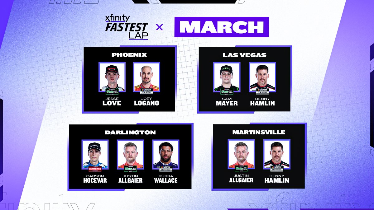 Xfinity Graphics These drivers had the speed to beat this month! Congratulations to the ...