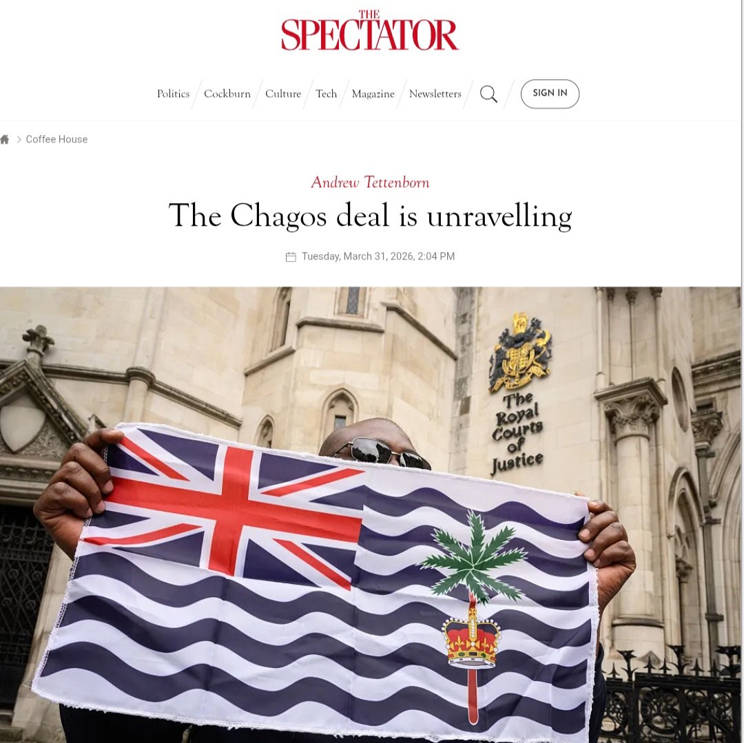 ModernNavy's tweet image. We can't believe we are writing this. But to complete the deal with #Mauritius, the #Chagos have to be uninhabited. It seems the British Prime Minister is pushing ahead with action to ethnically cleanse the islands. Madness! @spectator #SaveChagos

archive.is/2026.03.31-133…