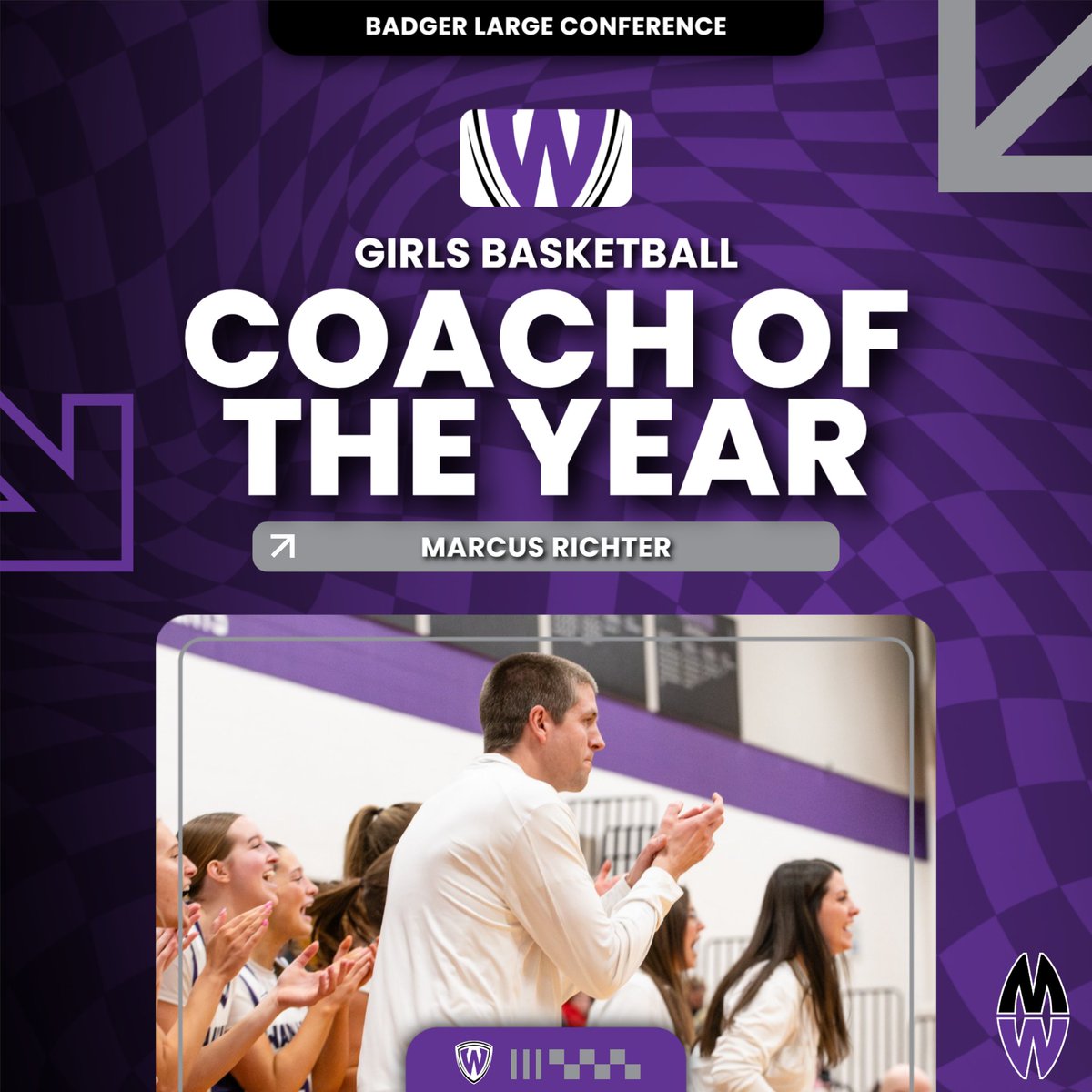 Congrats to Head Coach Marcus Richter who was named the 2026 Badger Large Coach of the Year for girls basketball!