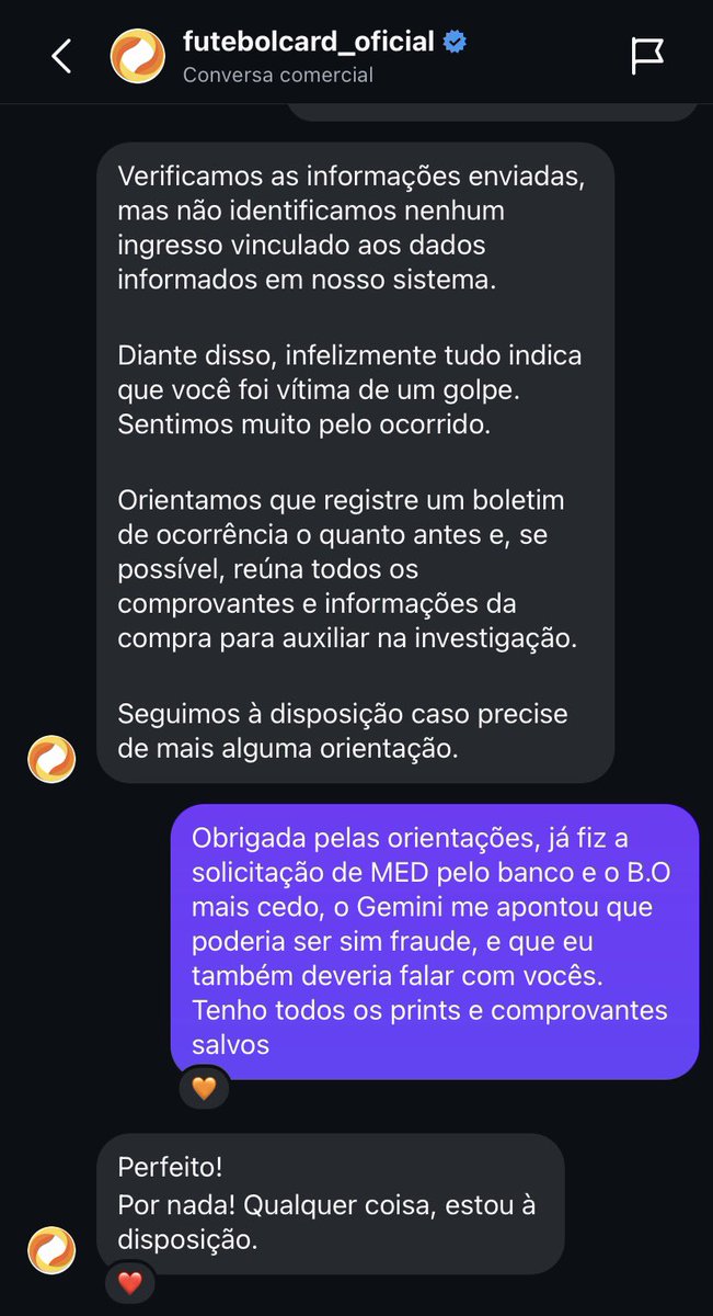 🚨 ALERTA NAÇÃO VASCAÍNA! 💢

Ingressos falsos pro jogo contra o Coxa circulando. O golpe é profissional, com ingresso forjado. A <a href="/futebolcard/">FutebolCard.com</a> já confirmou a fraude! ❌

Protejam a torcida e não caiam nessa. confiram o "passo a passo" completo no fio 👇