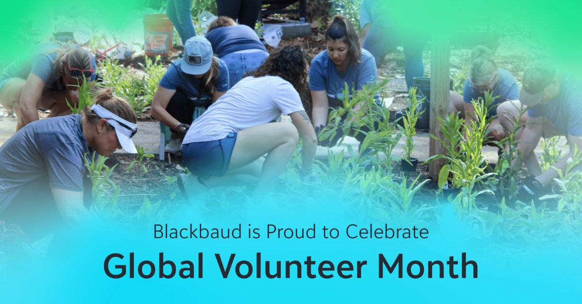 blackbaud's tweet photo. #GlobalVolunteerMonth is here. 💚 Across the globe, Blackbaud employees are volunteering their time and talents using CSRconnect from YourCause, our employee volunteering platform, to support causes that matter in their communities. 🌍 https://t.co/2AAW1eqMoj