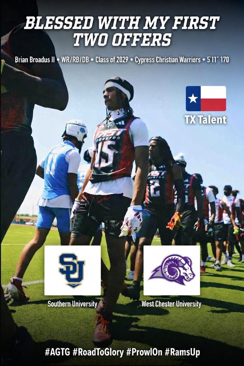 BrianBroadusII's tweet photo. #D1 #Blessed to have received 2 offers to play collegiate football as only a freshman!
@GeauxJags @WESMFB @marshallfaulk 

Who’s next!, don’t be late to the party 🎉 I’ll remember who got in first!

#AGTG Thank you Jesus for everything please help me stay surrendered to you and use your gifts for your glory and not mine amen 🙏!

@CoachMart1nez @CoachMarkham_ @D1RecruitNation @TFloss32 @JGonzalesJr10 @Iam_xwhite14 @CoachTimYoder @COACHJUICE_ @RoSimonJr @RoSimonJr @samspiegs @GPowersScout @iam_alinedouard @MaxPreps @SacMaxPreps