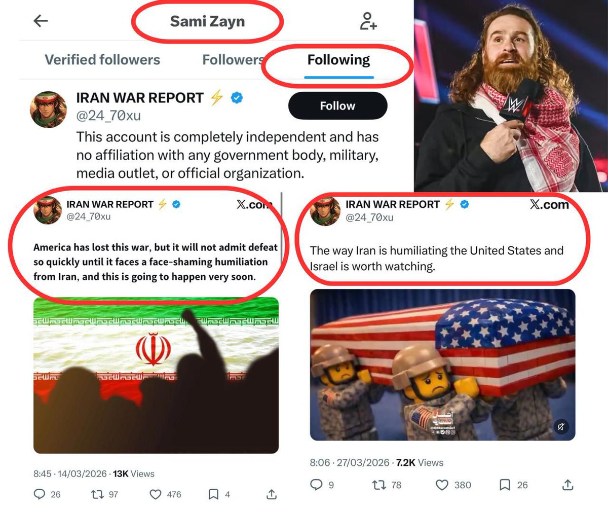 AlonLevinArt's tweet photo. Hey @WWE @TKOGrp is this your idea for the US champion? @samizayn is supporting the wrong side of history. @realDonaldTrump @WhiteHouse @JDVance you need to see this https://t.co/RMrUXZ39xH