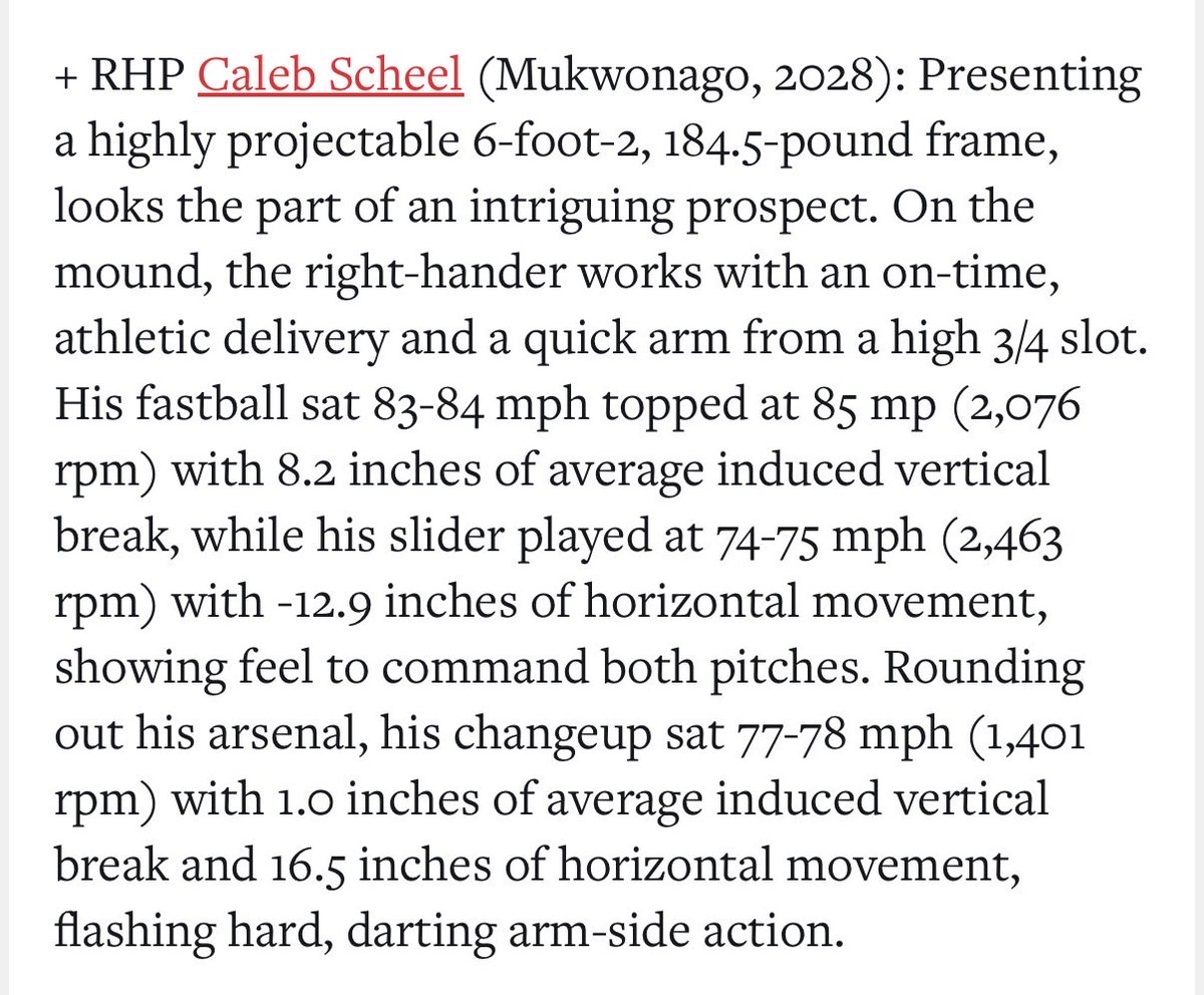 calebscheel07's tweet photo. Thank you @PrepBaseballWI for the write up! Excited to get back out on the field this spring. @VinnyRottino @Muk_Baseball @MidwestHalos https://t.co/mSMVrCrJmN