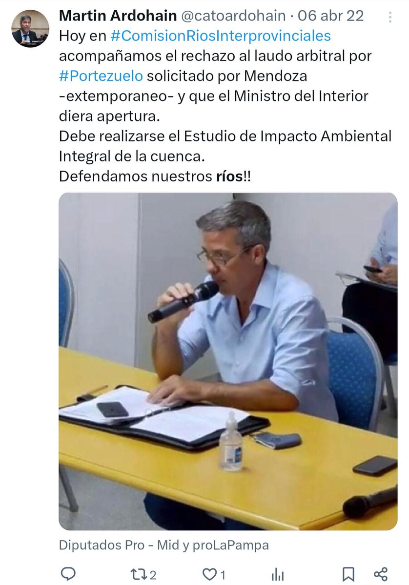 acurciarello's tweet photo. En el Día Nacional del Agua es oportuno presumir que, coherentemente con su posicionamiento en defensa de los ríos en 2022, el diputado @catoardohain votará contra la reforma de La Ley de Glaciares y en favor del cuidado del Agua y nuestros recursos hídricos.

No? 🫢 https://t.co/IiClD20iPq