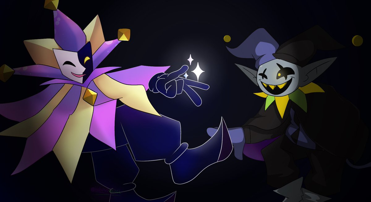 HollowsGlitch's tweet photo. “Sparkles of light between beings of dark”
This is just a lighting test with my favorite characters atm
#art #superpapermario #deltarune #dimentio #jevil #fanart #deltaruneart #deltarunechapter1 #chaos #theworldrevolving #theultimateshow #itsshowtime https://t.co/OSd0wrUeoL