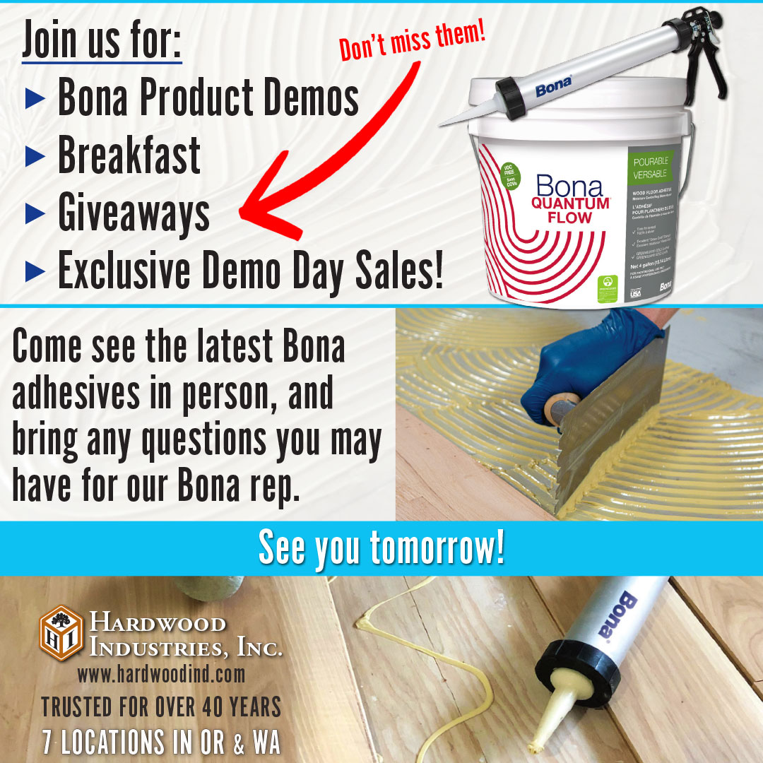 HardWdInd's tweet photo. 📢 REMINDER: Bona adhesive Demo Day Tomorrow @ H.I. Flooring in Sherwood!
Wednesday, 4-1-26.  Live demos from 10am-11am, and 1pm-2pm.
Join us for:
🔹 Live Bona product demos.
🔹 Giveaways!
🔹 And exclusive demo day deals.
For directions: https://t.co/2T04fu1VVg
See you here! https://t.co/6wexdgoMdD