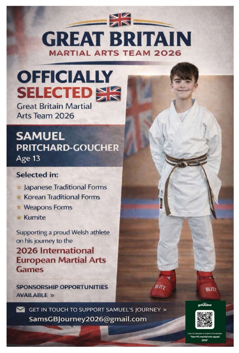 angelaevans247's tweet image. A pupil @StJohnsAberdare  has been selected for #teamGB #martialarts #Berlin