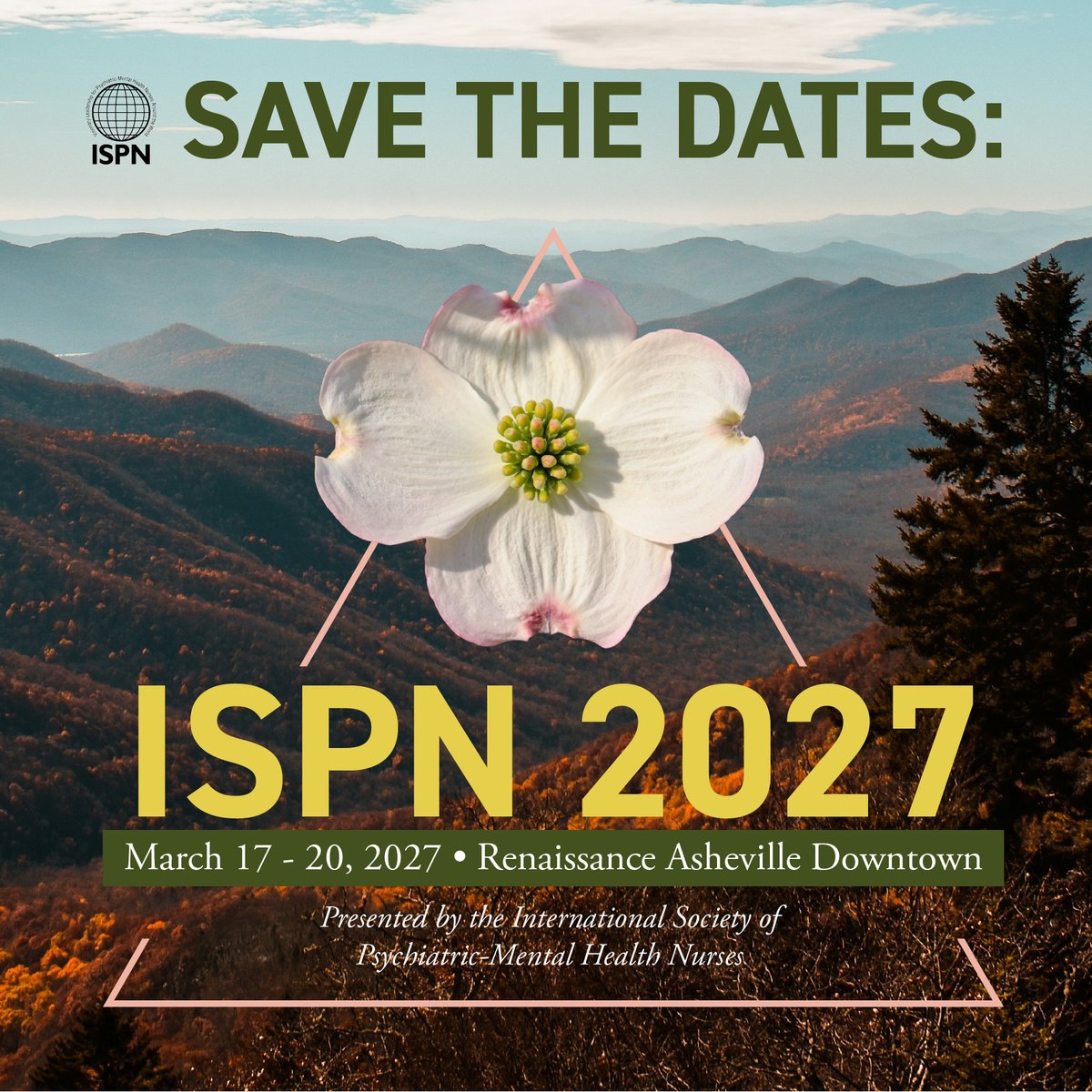 ISPNConnect's tweet photo. 📆Save the Dates 📆

🌸Plan to join us March 17-20, 2027 in beautiful Asheville, North Carolina for the 29th ISPN Annual Conference at the Renaissance Asheville Downtown! https://t.co/xj82md6sFm