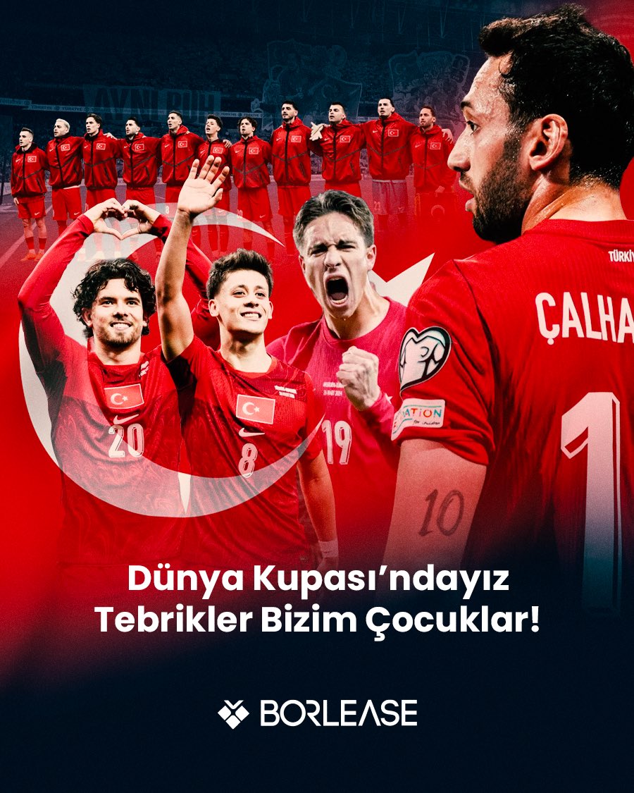 24 yıl aradan sonra yeniden Dünya Kupası’ndayız! 🇹🇷
Borlease olarak Bizim Çocuklar’ı gönülden tebrik ediyoruz!