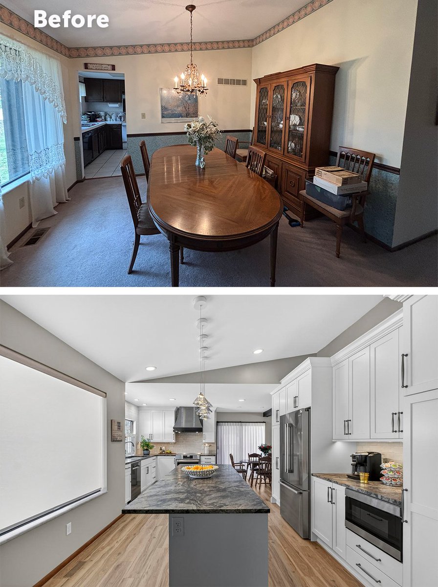 MosbyBldgArts's tweet image. A space reimagined. This remodel completely transformed the heart of the home with a spacious new layout, updated cabinetry, warm flooring, and an island that brings everyone together. See the full gallery here: tinyurl.com/yx3ryb9w

#KitchenRemodel #BeforeAndAfter