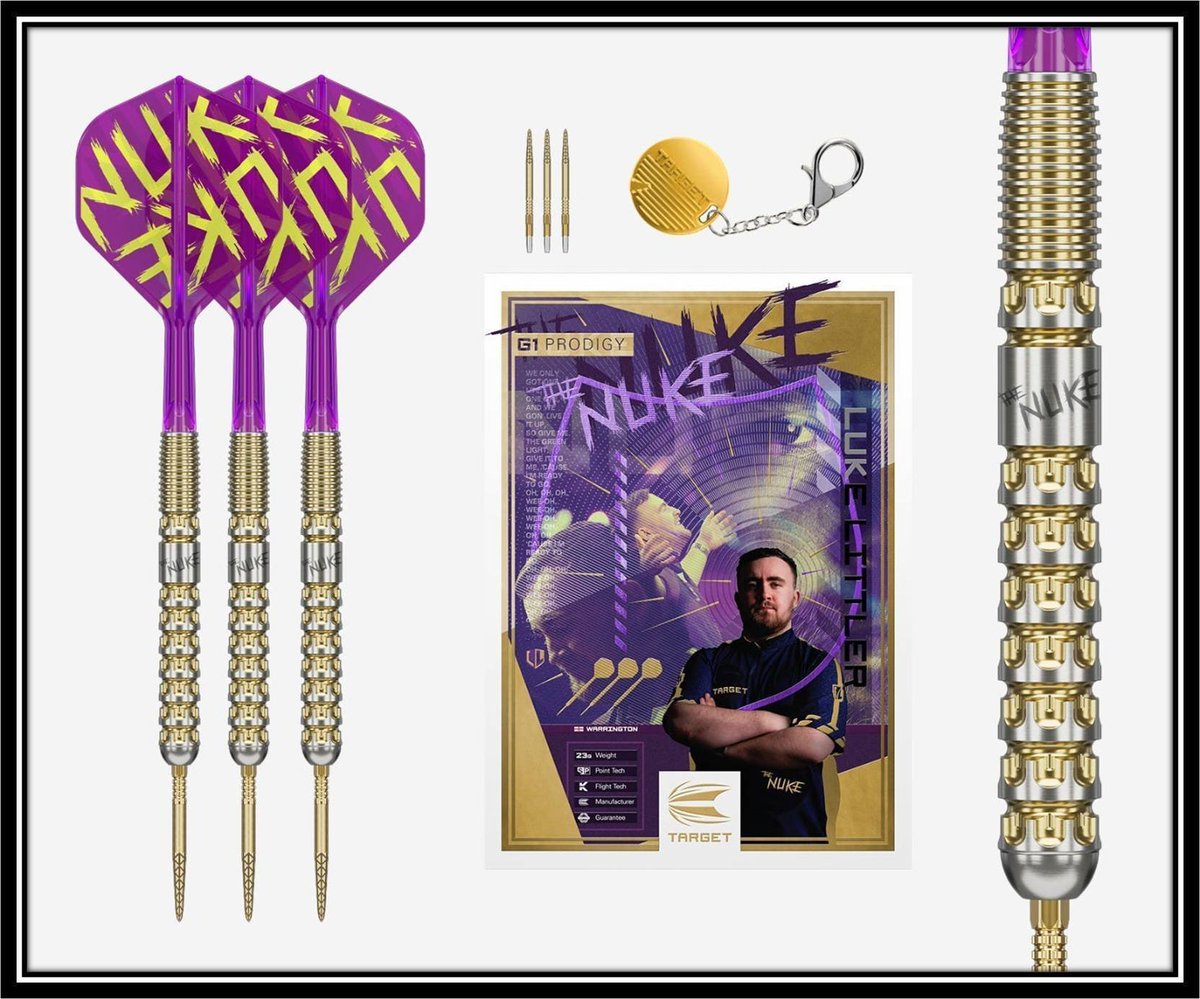 livedarts's tweet photo. 🗓️ 𝗗𝗮𝗿𝘁 𝗼𝗳 𝘁𝗵𝗲 𝗠𝗼𝗻𝘁𝗵 🗓️

Luke Littler G1 Prodigy with Gold Swiss DX Points &amp; K-Flex ☢️

Last chance to get £25 off + free tracked delivery 👉 https://t.co/5JT03MPH7d https://t.co/fgcVKD4Vbf
