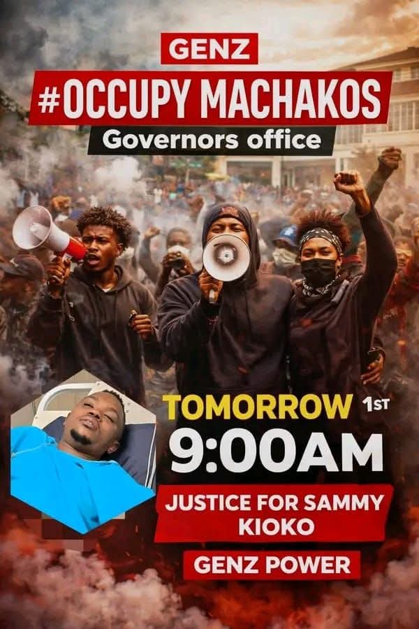 ProfesaMuyah's tweet photo. Kesho tuko site. 

Tukutane Masaku! 

Occupy Machakos White house! 

GenZ Pawa! 

Justice for Sammy Kioko comedian https://t.co/bQ2Skgkq7V
