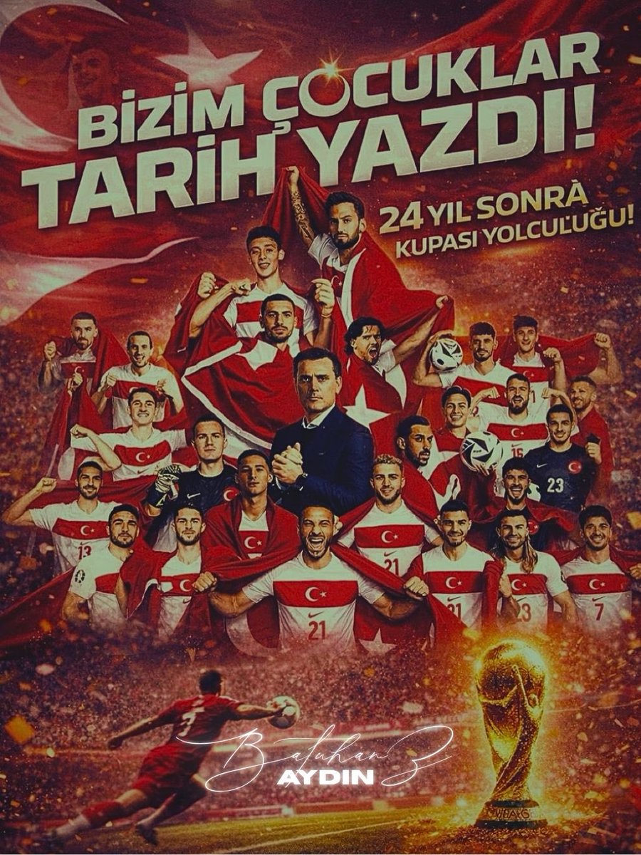 24 Yıllık Hasret Bitti 🇹🇷
Tebrikler Milli Takım
Tebrikler #BizimÇocuklar 

Dünya Kupasındayız 🇹🇷🇹🇷🇹🇷
Hamdolsun…