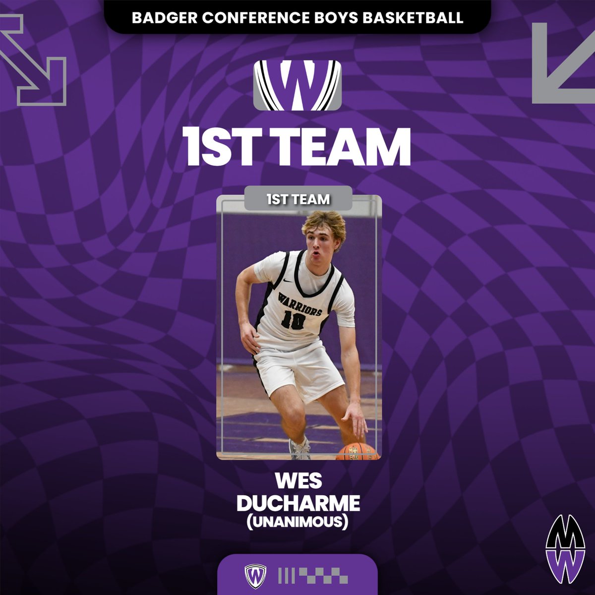 Congratulations to Wes DuCharme on earning unanimous 1st-team all-conference honors for boys basketball!