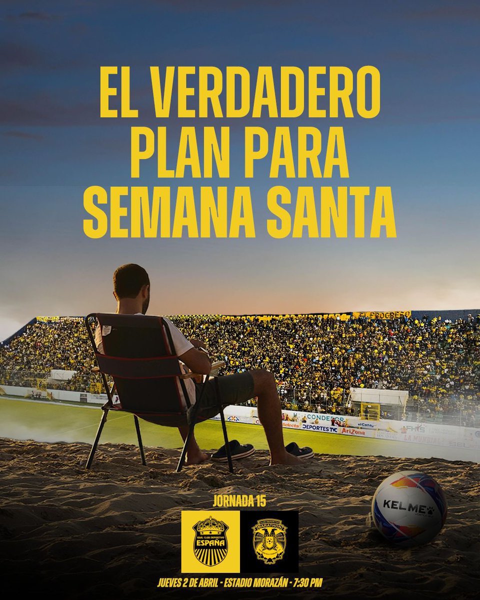 rcdespana's tweet photo. El plan de Semana Santa ya está claro 😎⚽️
Nos vemos en el Morazán. ¡No faltés! 🖤💛

@clarohonduras | #cervezasalvavidahn https://t.co/WBgebRopcx