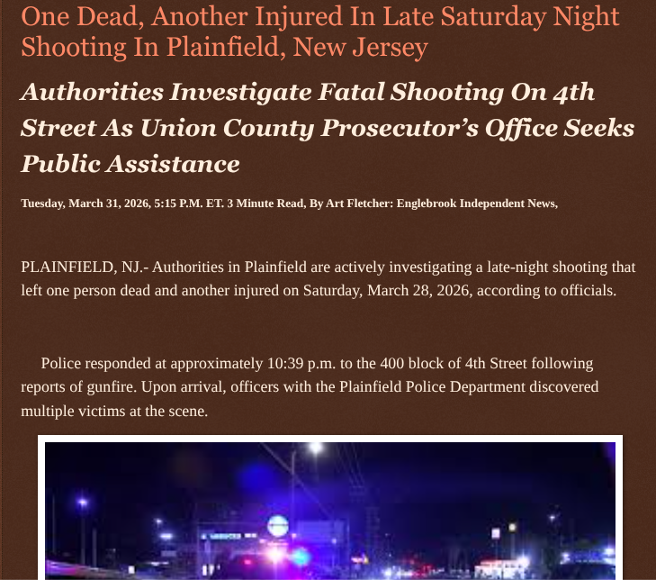 ArtFletcher9's tweet photo. One Dead, Another Injured In Late Saturday Night Shooting In Plainfield, New Jersey https://t.co/PLYlrGxLxZ via @Englebrooknews #NewJersey #CrimeNews #UnionCountyNJ #PlainfieldNJ #Fatal #shooting #Homicide #investigation @wireless_step @HRG_Media @LodiNJNews @Fordmb1953 @SarahGeving1 @Shannon96574094 @DanCook26214426 @Daytobehappy @janninereid1 @gator4kb18 @MichelleF_35 @TrumpWasRite2 @KathyKbrose @RobGerundo @JimBobW49